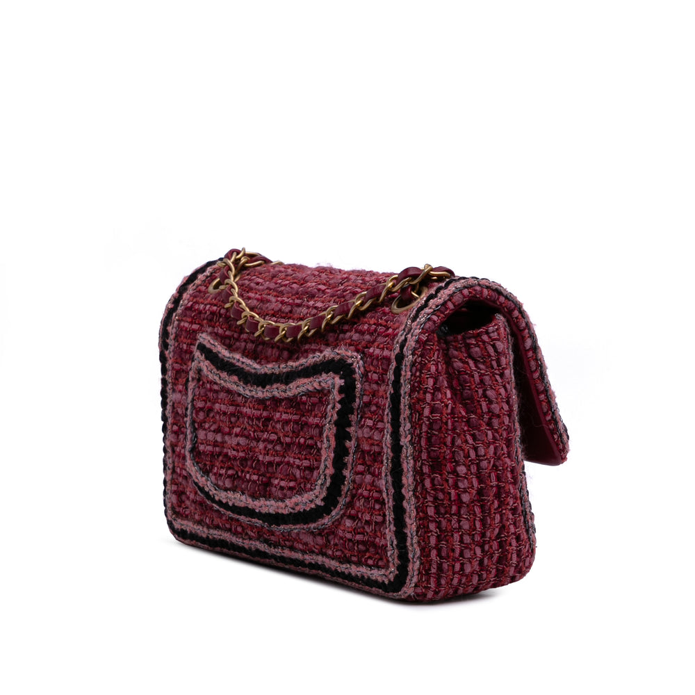 Medium Braided Classic Tweed Single Flap Red - Gaby Paris