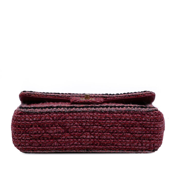 Medium Braided Classic Tweed Single Flap Red - Gaby Paris