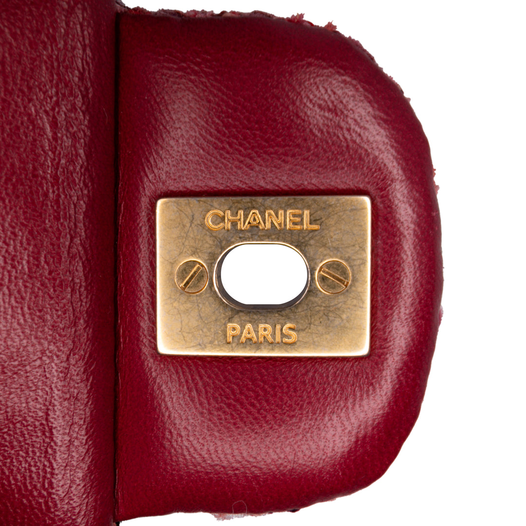 Medium Braided Classic Tweed Single Flap Red - Gaby Paris