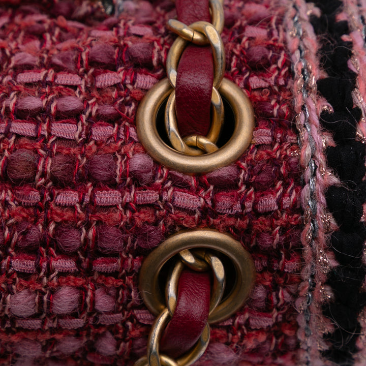 Medium Braided Classic Tweed Single Flap Red - Gaby Paris