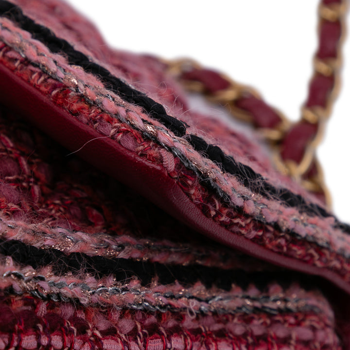 Medium Braided Classic Tweed Single Flap Red - Gaby Paris