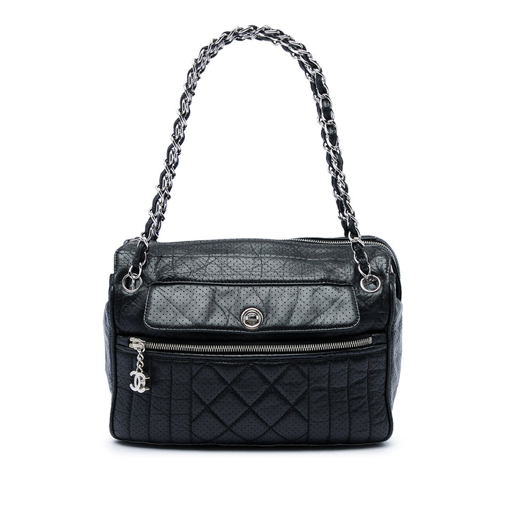 perforé 50s Sac Cuir de veau Noir