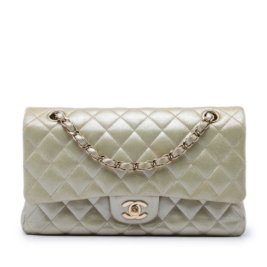Classic Irisé Double rabat Moyen Cuir d'agneau Doré