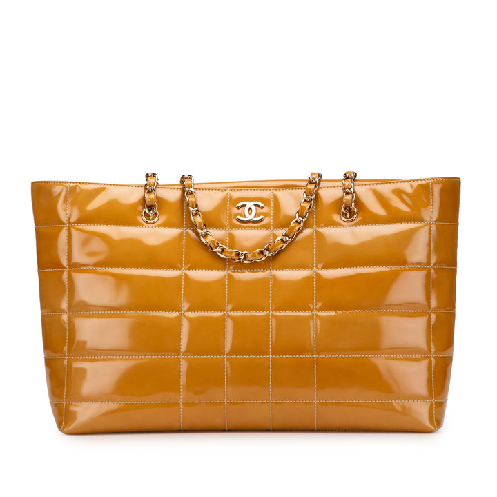 CC Square Quilted Patent Tote Brown - Gaby Paris
