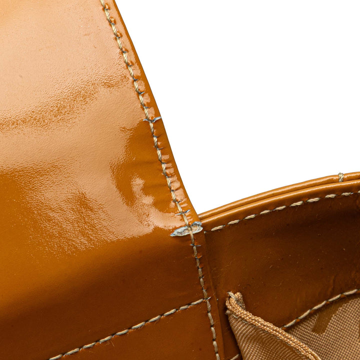 CC Square Quilted Patent Tote Brown - Gaby Paris
