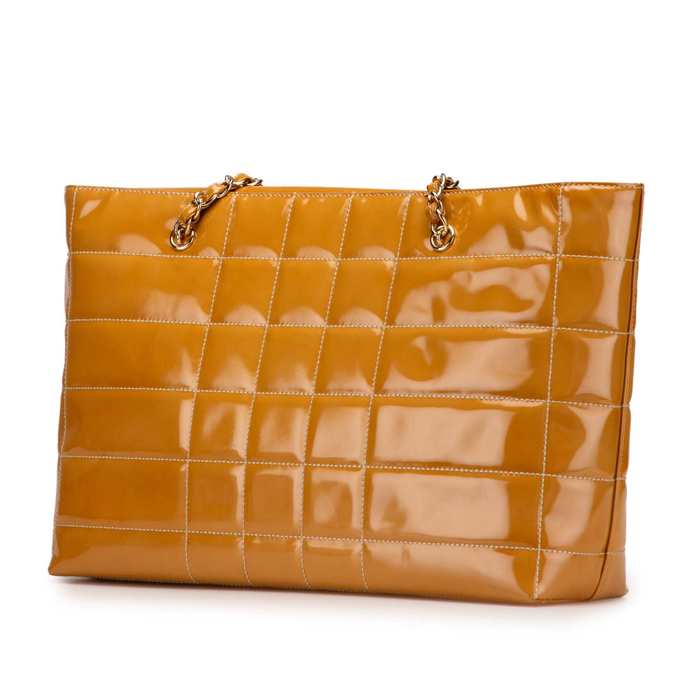 CC Square Quilted Patent Tote Brown - Gaby Paris