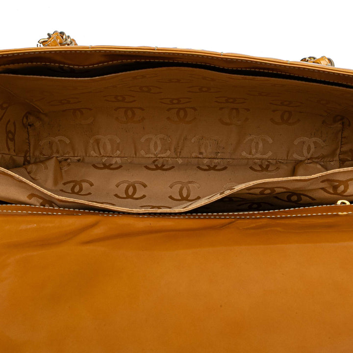 CC Square Quilted Patent Tote Brown - Gaby Paris