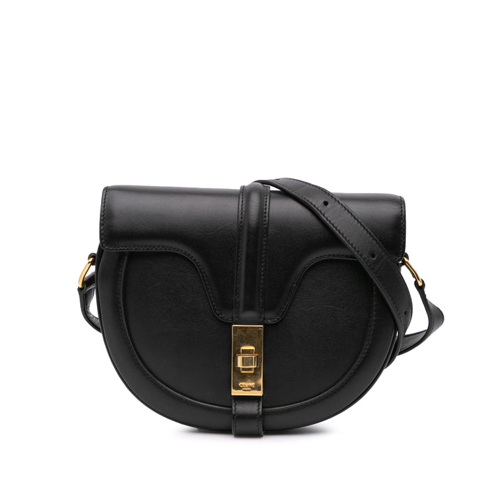 Small Calfskin Besace 16 Crossbody Black - Gaby Paris