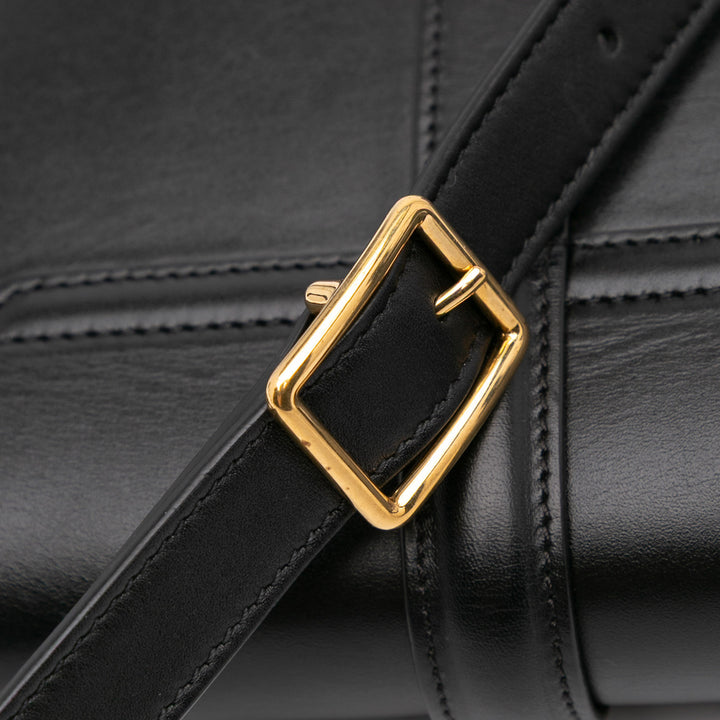 Small Calfskin Besace 16 Crossbody Black - Gaby Paris