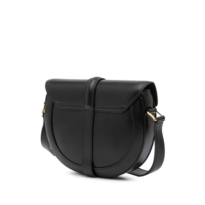 Small Calfskin Besace 16 Crossbody Black - Gaby Paris