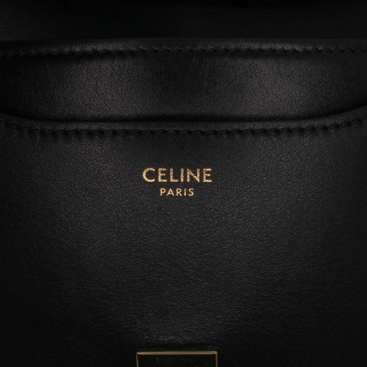 Small Calfskin Besace 16 Crossbody Black - Gaby Paris