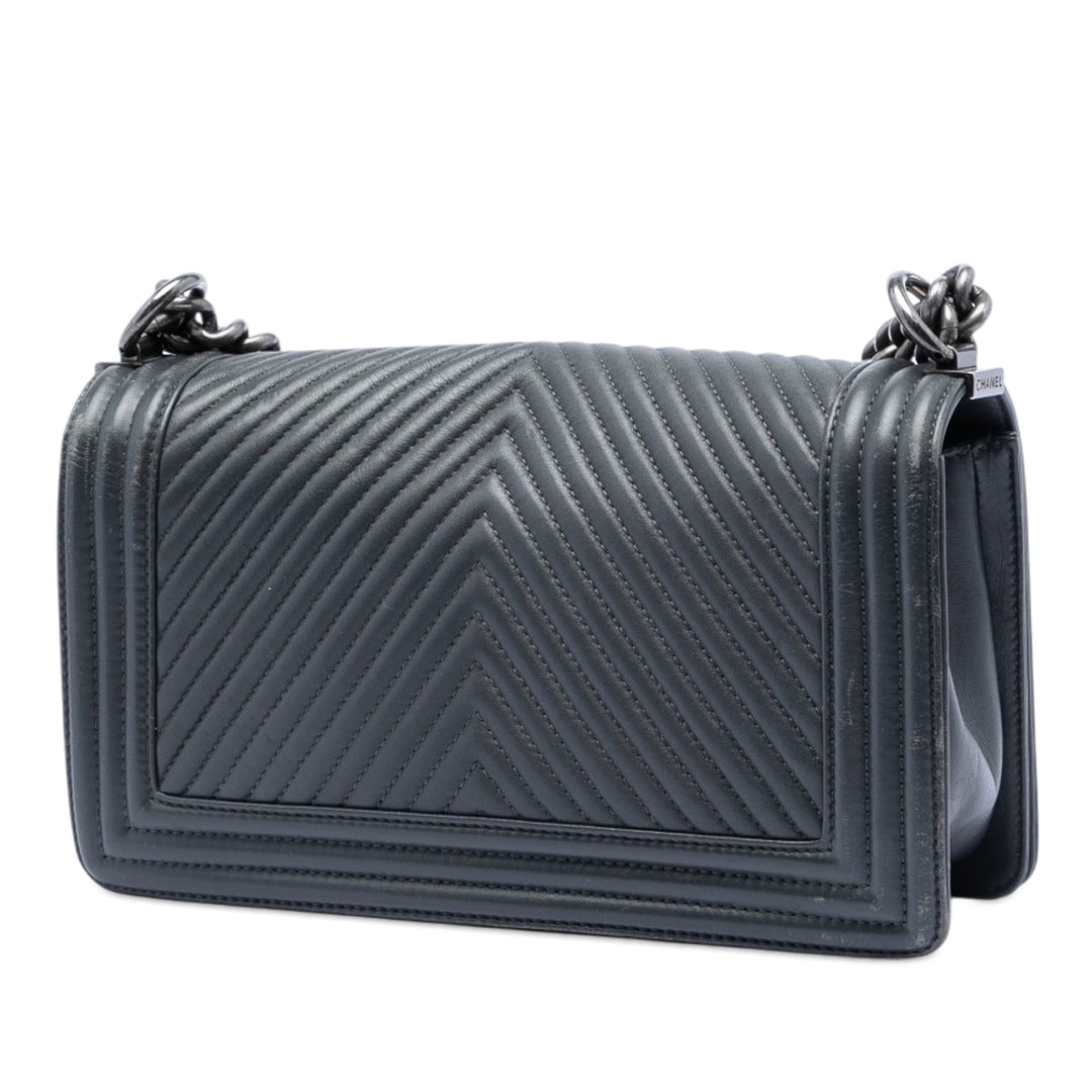 Chanel Old Medium Chevron Cuir d’agneau Boy à rabat