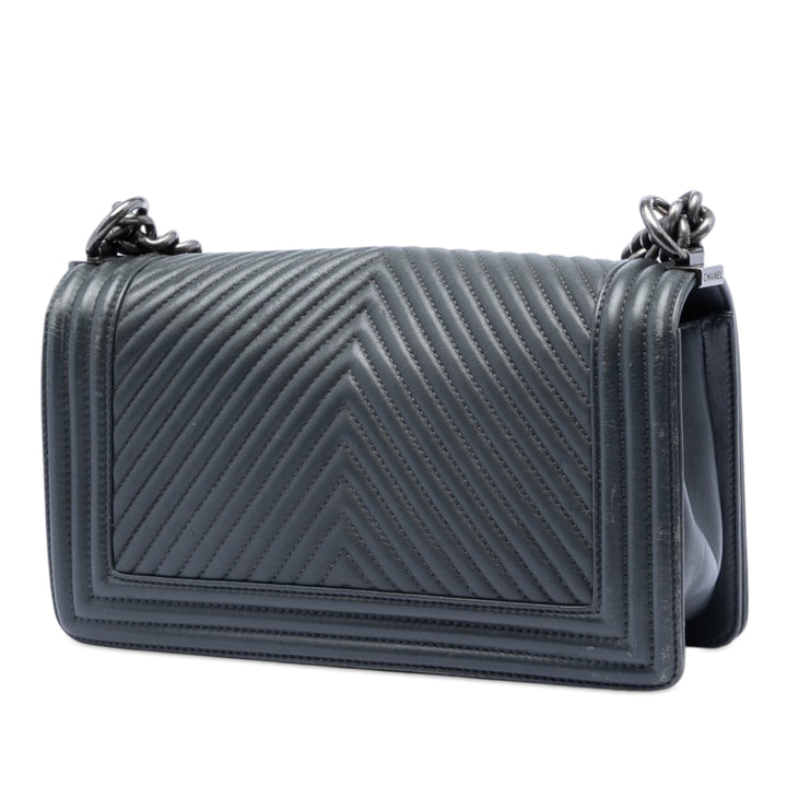Chanel Old Medium Chevron Cuir d’agneau Boy à rabat