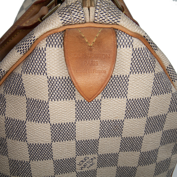Louis Vuitton Damier Azur Speedy 30 Blanc – GABY PARIS Authentique