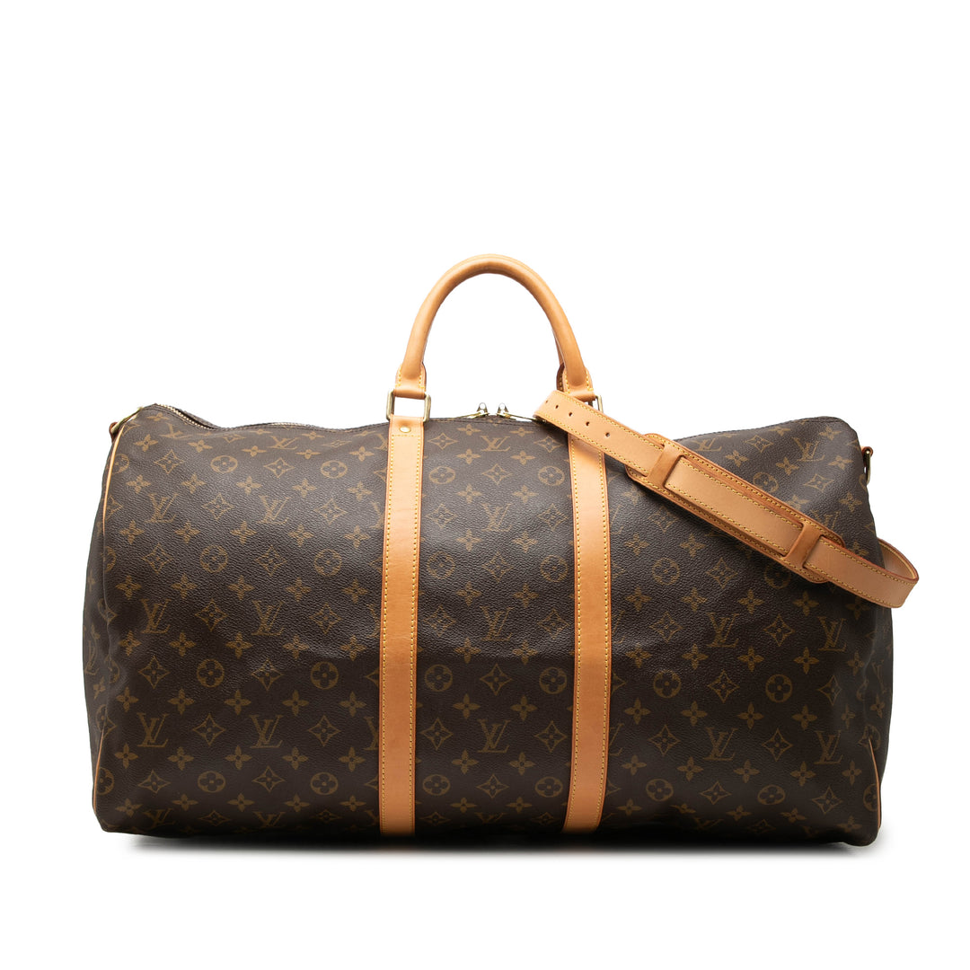 Louis Vuitton Keepall Bandouliere 55 Monogram Marron – vue principale – GABY PARIS