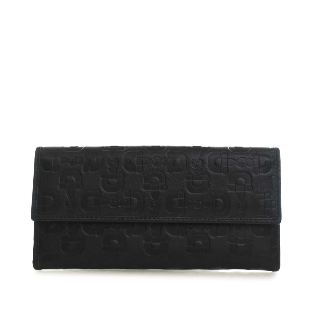 Horsebit embossé Portefeuille long Cuir de veau Noir