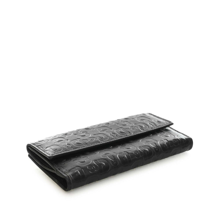 Horsebit embossé Portefeuille long Cuir de veau Noir