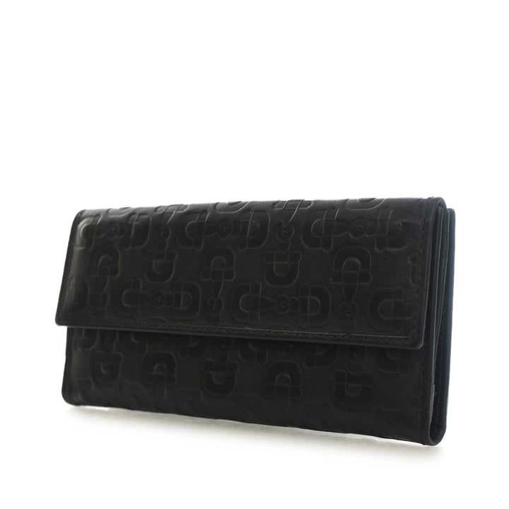 Horsebit embossé Portefeuille long Cuir de veau Noir
