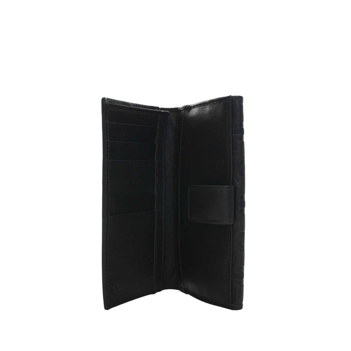 Horsebit embossé Portefeuille long Cuir de veau Noir