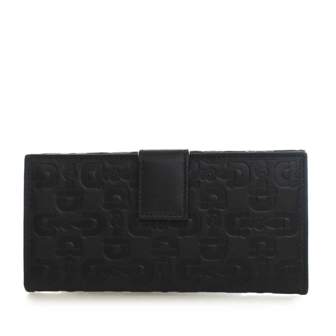 Horsebit embossé Portefeuille long Cuir de veau Noir