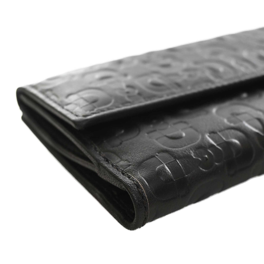 Horsebit embossé Portefeuille long Cuir de veau Noir