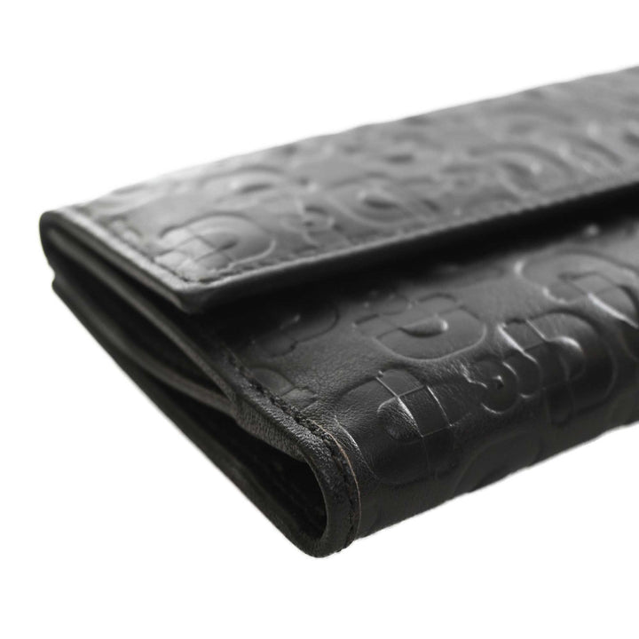 Horsebit embossé Portefeuille long Cuir de veau Noir