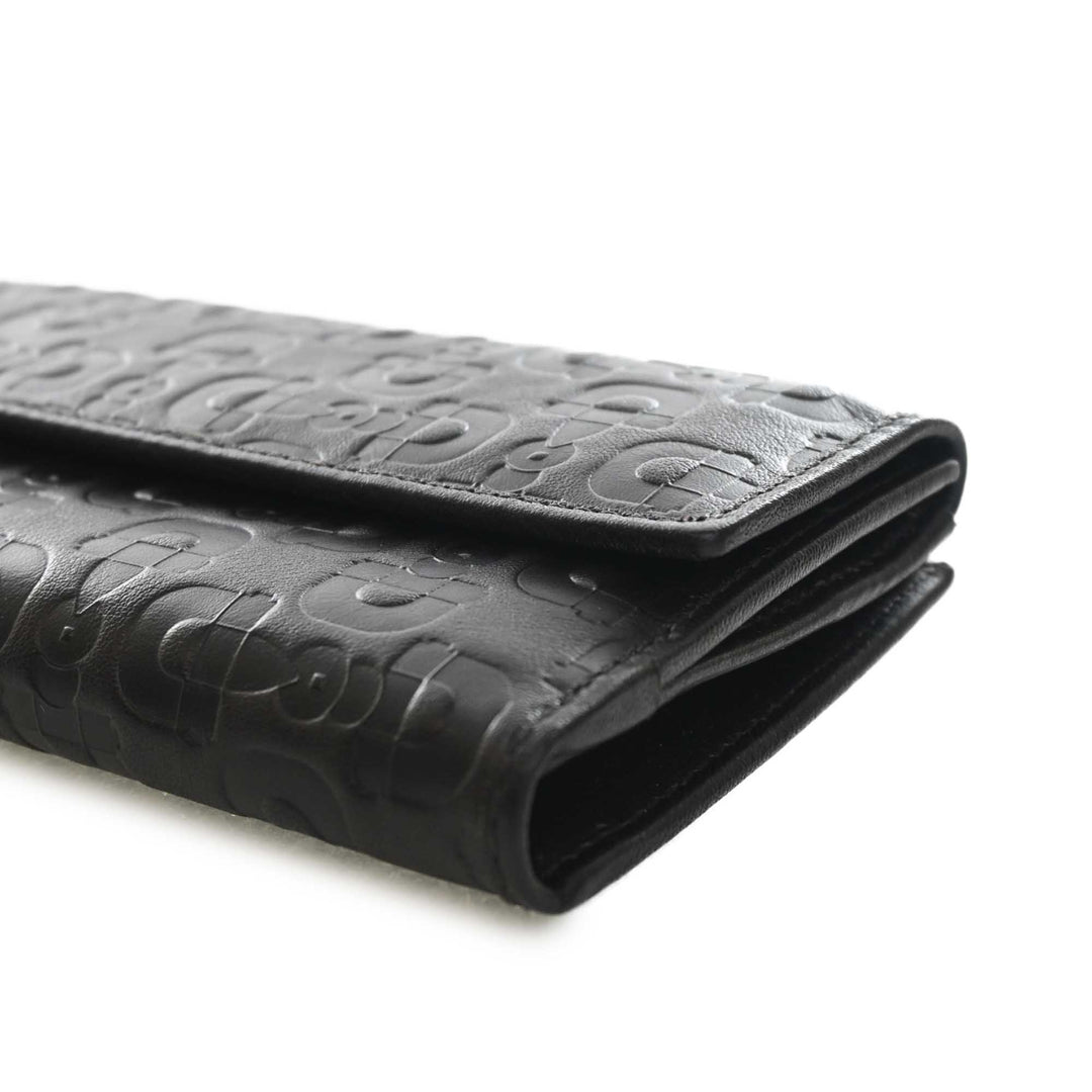 Horsebit embossé Portefeuille long Cuir de veau Noir