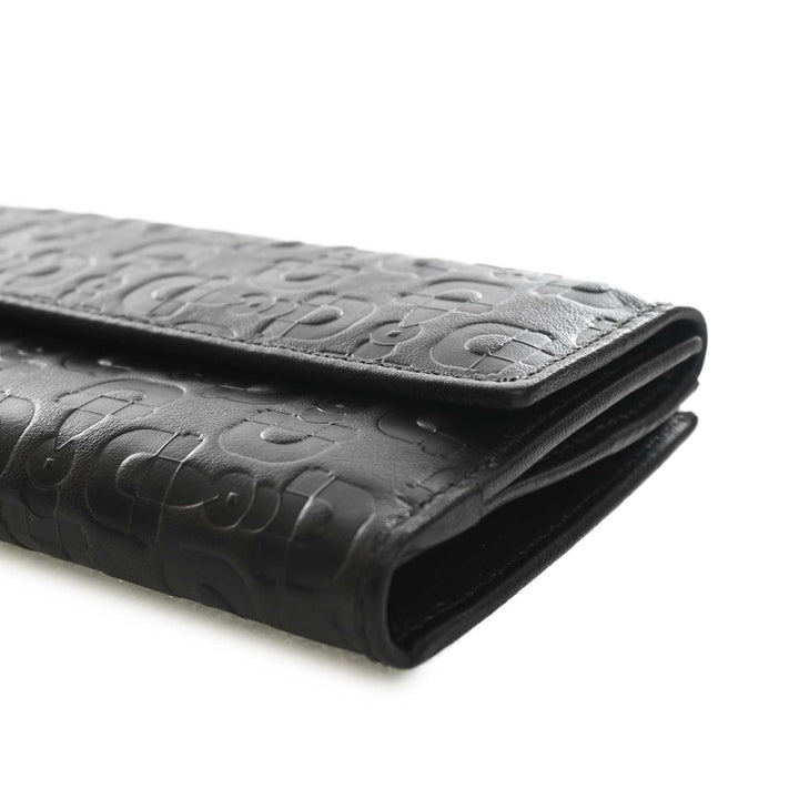 Horsebit embossé Portefeuille long Cuir de veau Noir