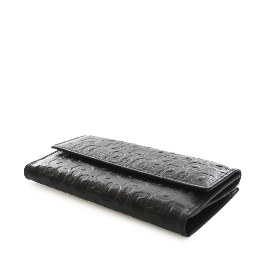 Horsebit embossé Portefeuille long Cuir de veau Noir