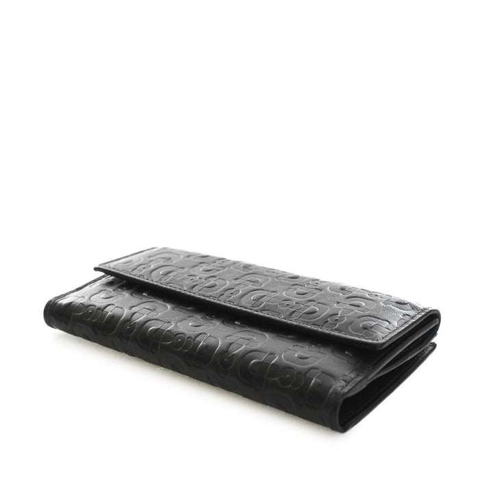 Horsebit embossé Portefeuille long Cuir de veau Noir