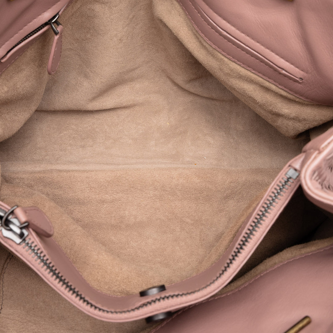 Bottega Veneta Cabas Intrecciato Double chaîne nappa Moyen Rose – vue 4 – GABY PARIS