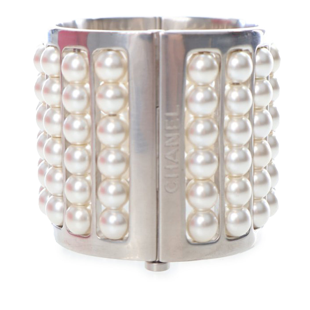 Chanel plaqué Wide Perle Cuff Bracelet Other