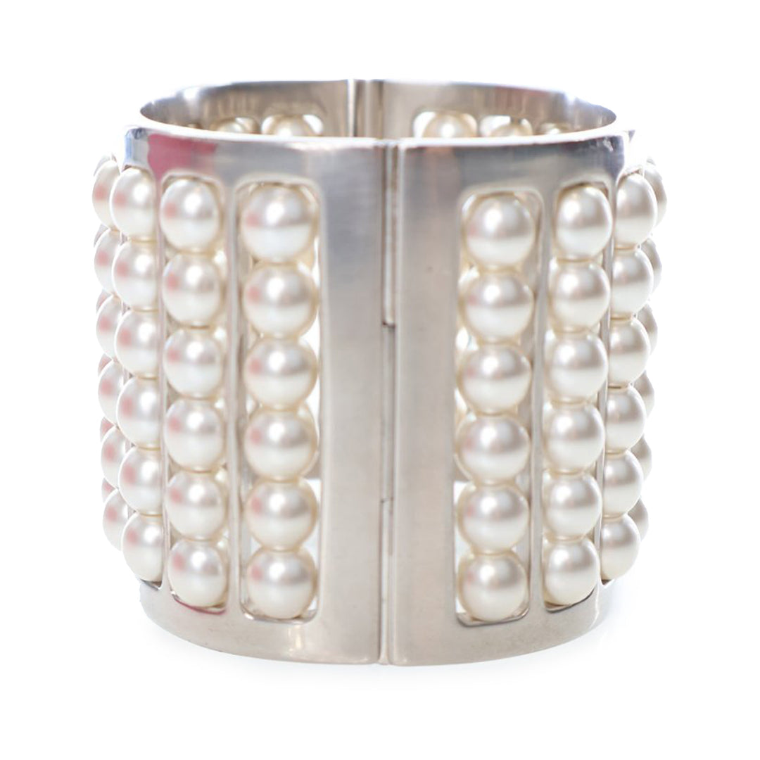 Chanel plaqué Wide Perle Cuff Bracelet Other