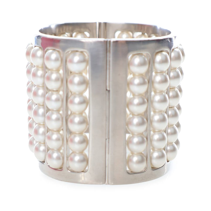 Chanel plaqué Wide Perle Cuff Bracelet Other