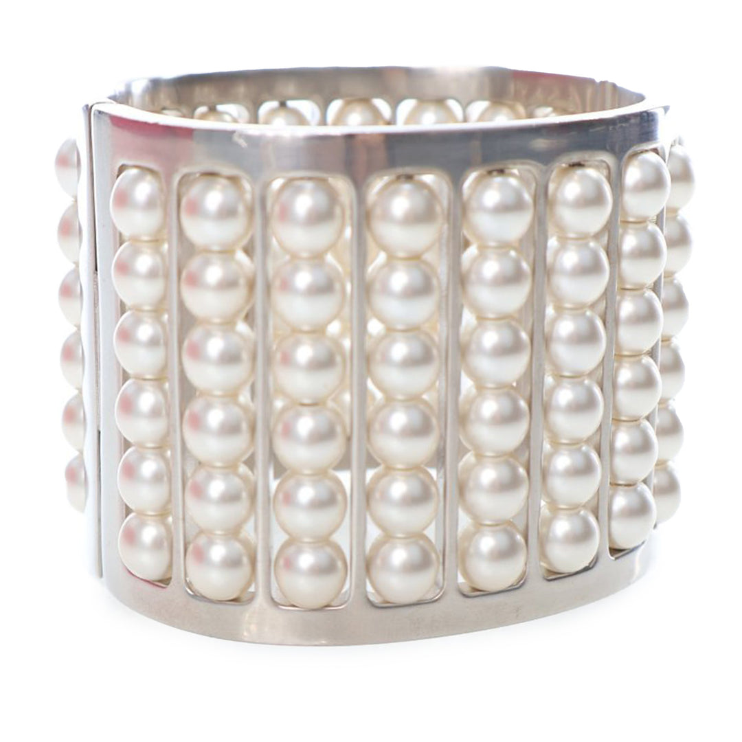 Chanel plaqué Wide Perle Cuff Bracelet Other