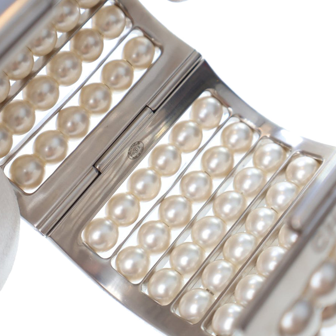 Chanel plaqué Wide Perle Cuff Bracelet Other