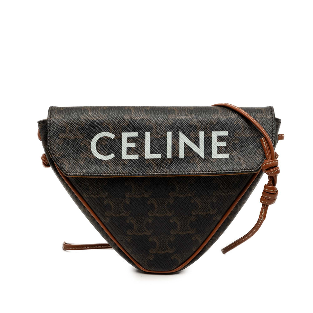 Celine Triomphe Logo Triangle Sac Toile Triomphe enduite