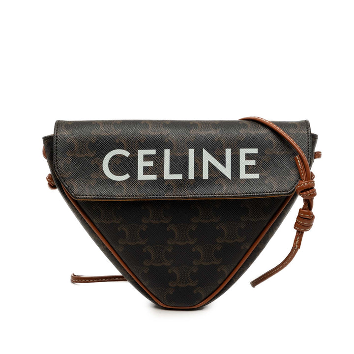 Celine Triomphe Logo Triangle Sac Toile Triomphe enduite
