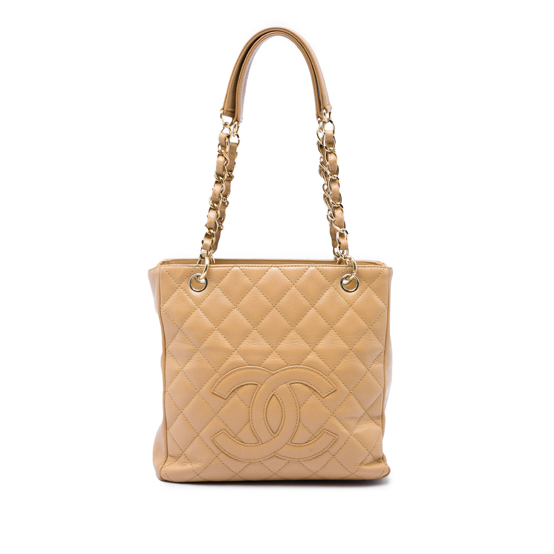 Petite Cabas Cuir caviar Marron