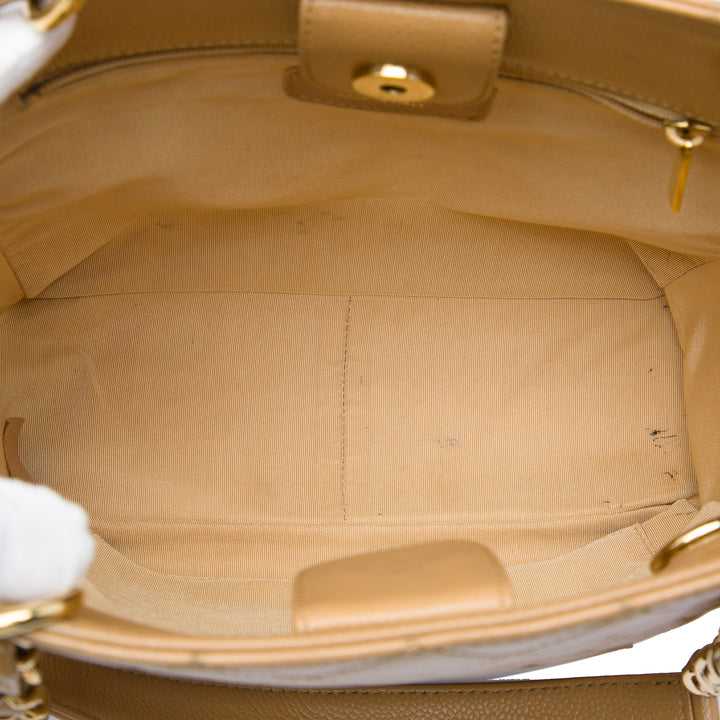 Petite Cabas Cuir caviar Marron