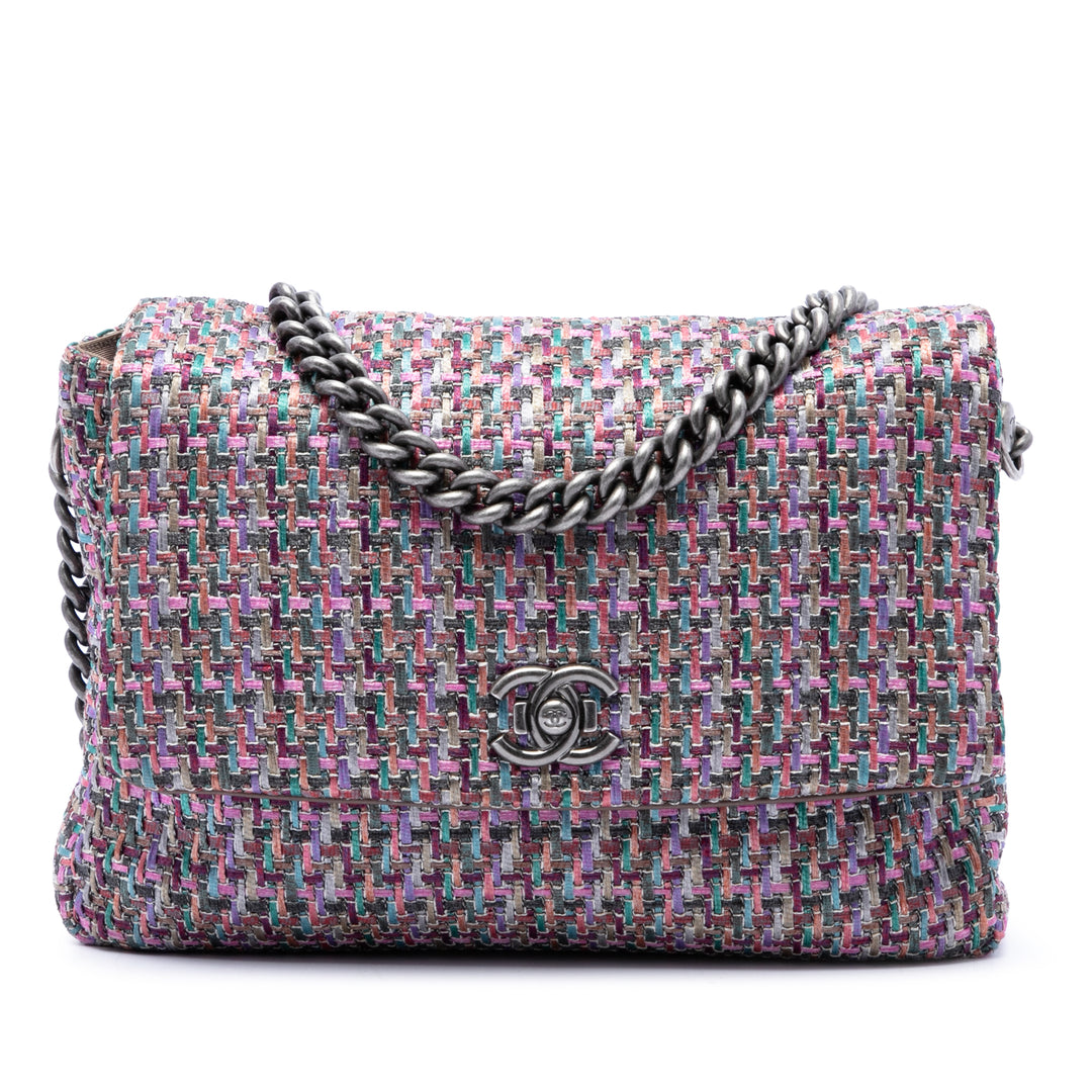 Chanel CC Multicolor à rabat Tweed Violet – vue principale – GABY PARIS