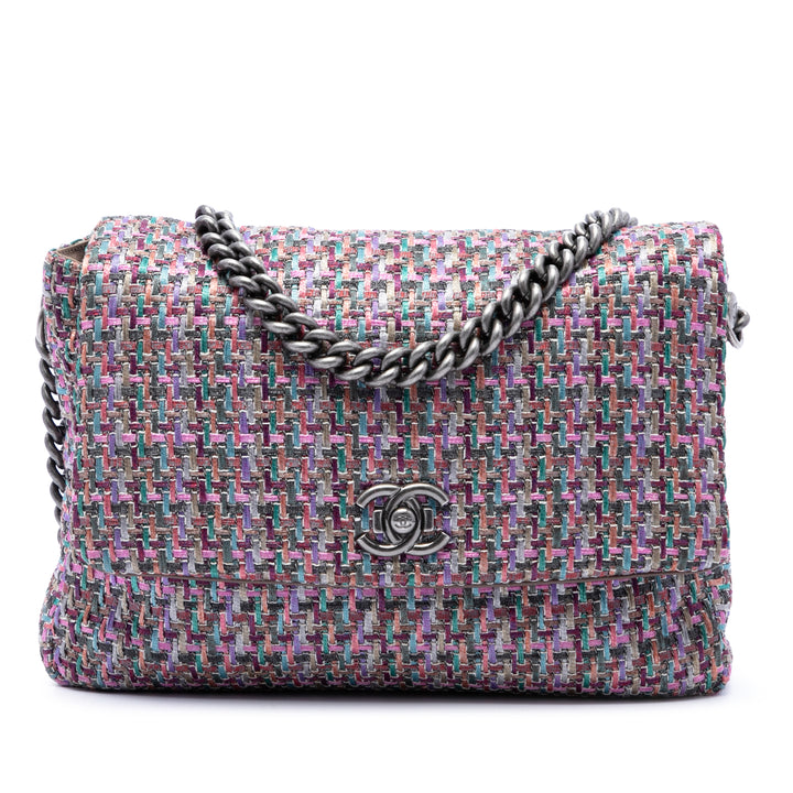Chanel CC Multicolor à rabat Tweed Violet – vue principale – GABY PARIS