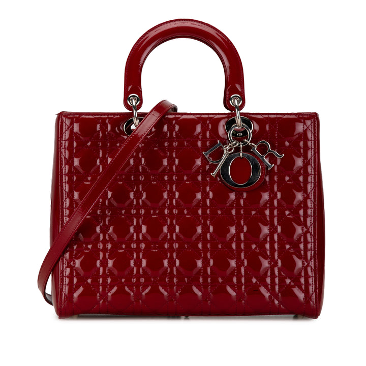 Large Patent Cannage Lady Dior Red - Gaby Paris