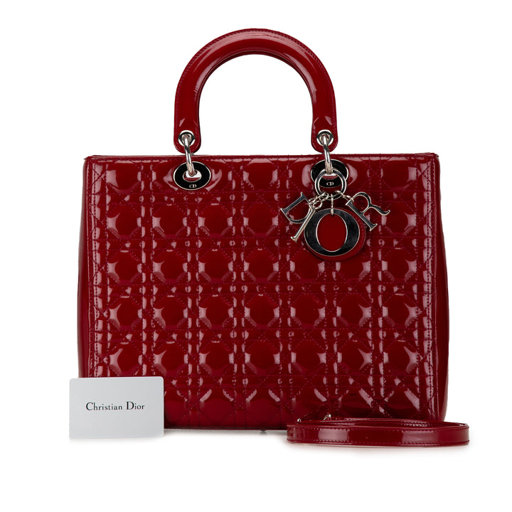 Large Patent Cannage Lady Dior Red - Gaby Paris