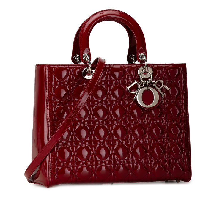 Large Patent Cannage Lady Dior Red - Gaby Paris