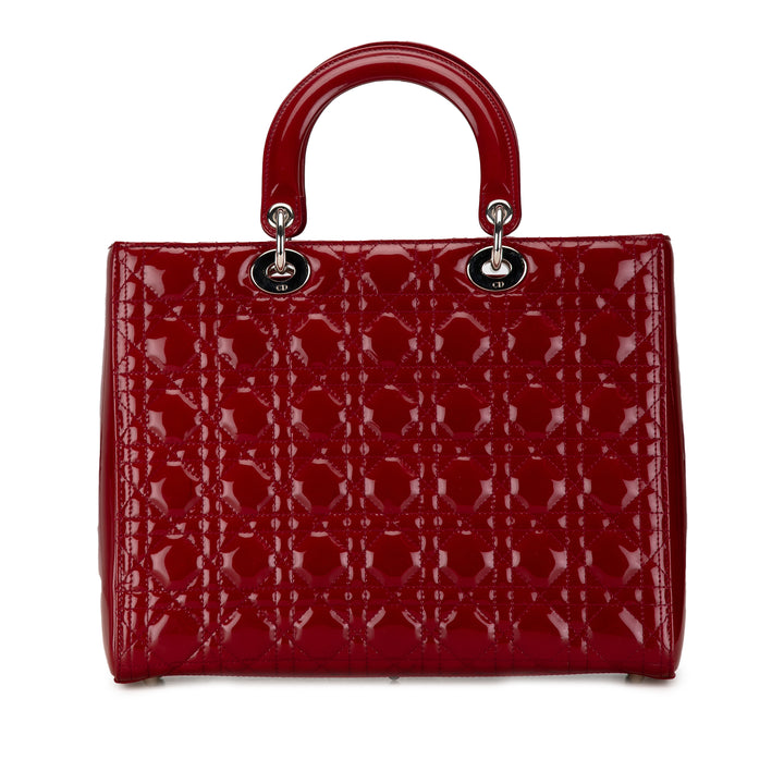 Large Patent Cannage Lady Dior Red - Gaby Paris