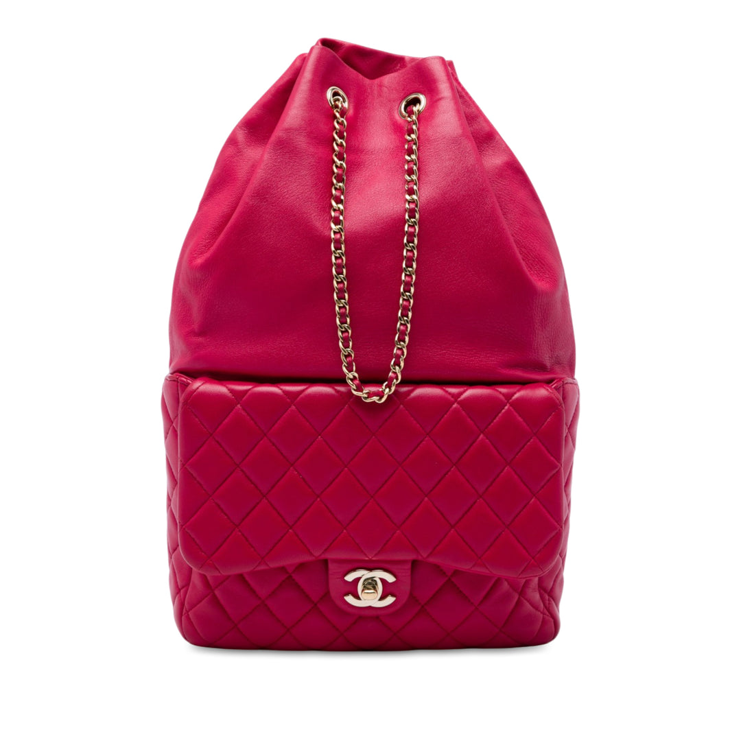 Chanel Matelassé In Seoul Sac à dos Grand Cuir d'agneau Rouge – vue principale – GABY PARIS