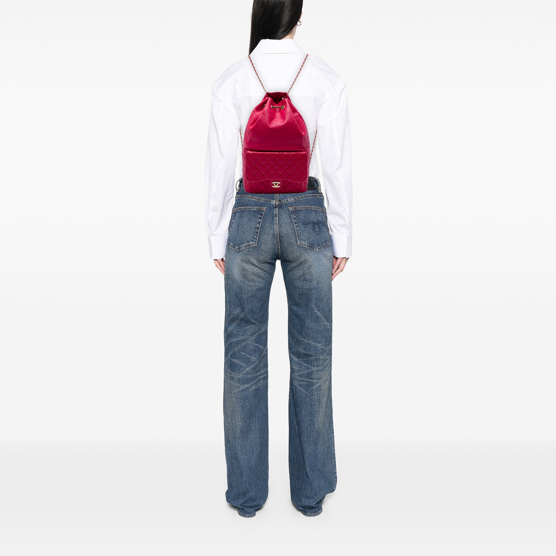 Chanel Matelassé In Seoul Sac à dos Grand Cuir d'agneau Rouge – vue 6 – GABY PARIS