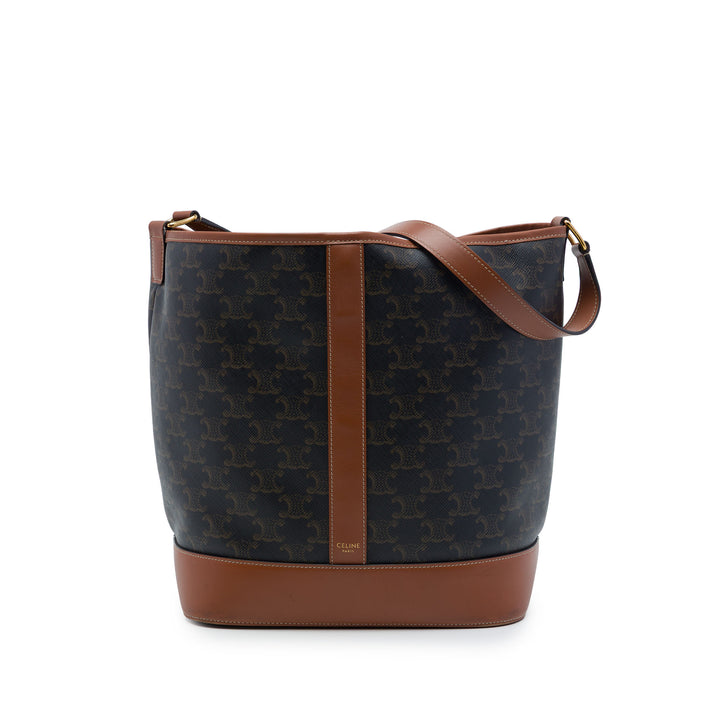 Celine Triomphe Sac seau Moyen Triomphe enduite Marron – vue principale – GABY PARIS