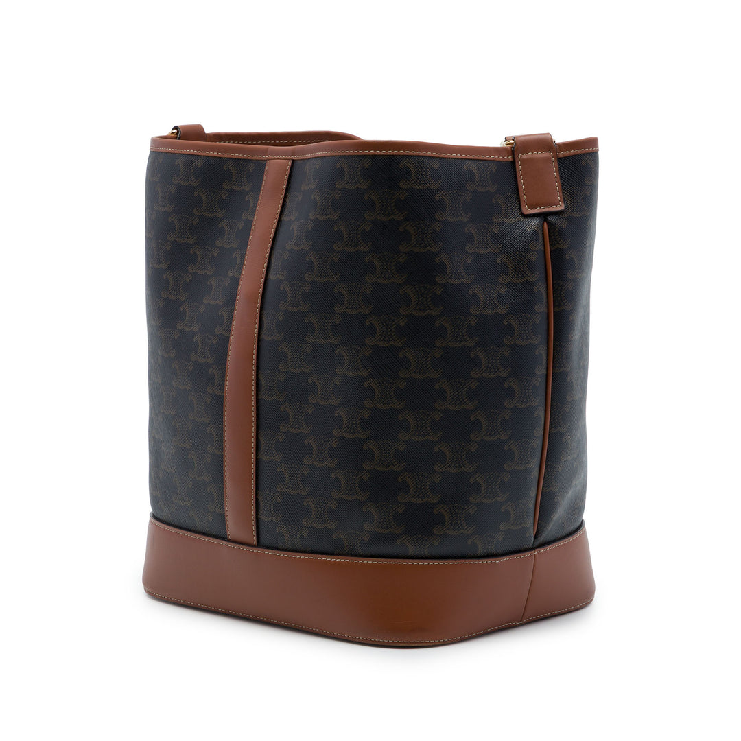 Celine Triomphe Sac seau Moyen Triomphe enduite Marron – vue 2 – GABY PARIS